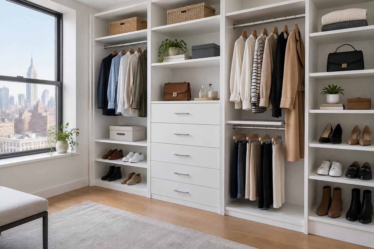 Illustrative closet shelving and storage