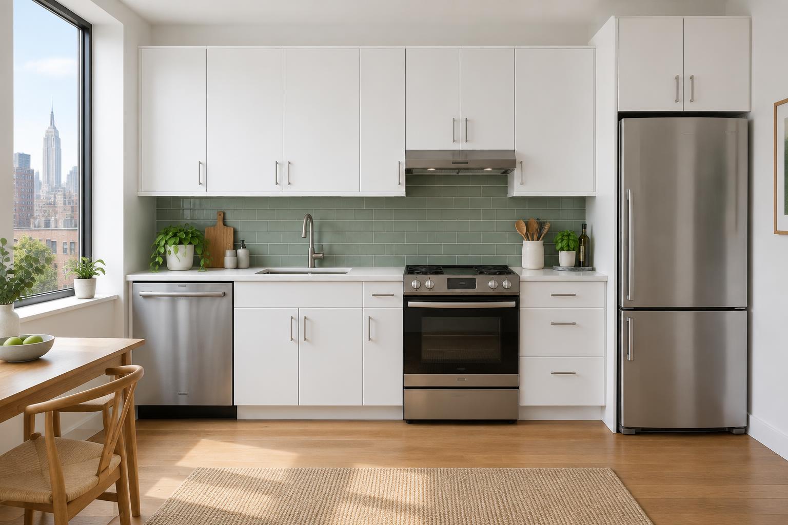 Illustrative fitted kitchen cabinets